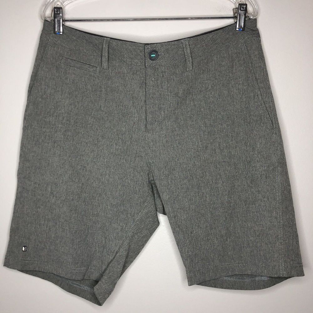 Linksoul Men's 34 Gray Chino Flat Front Pockets Outdoor Casual Golf‎ Shorts